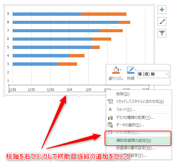 補助目盛線の追加