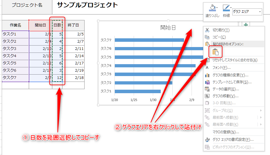 工数を貼り付ける