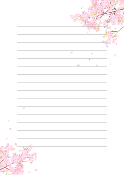 春の便箋テンプレート 桜イラスト入り(季節の挨拶状)