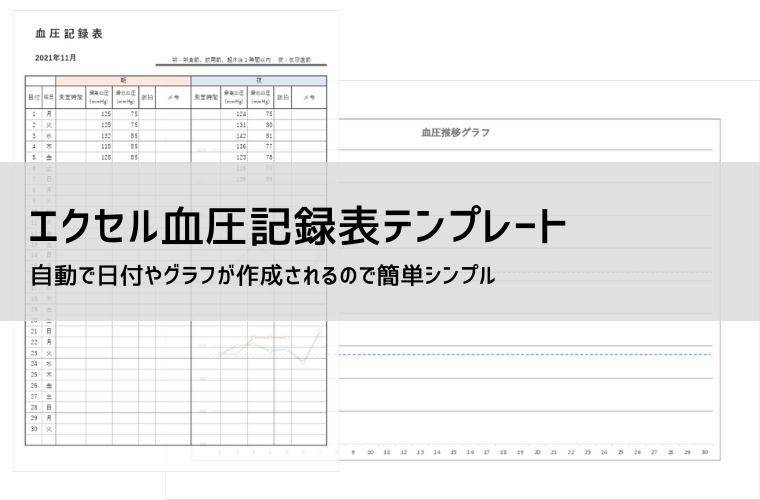血圧記録表【無料エクセル】グラフ付きテンプレートダウンロード