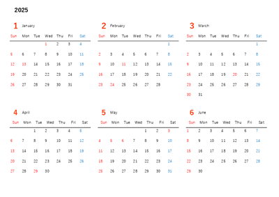 2025年年間カレンダーExcel(年間予定表03)無料テンプレート