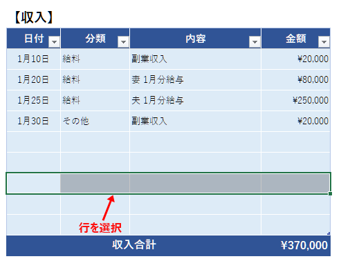 行を増やす場合