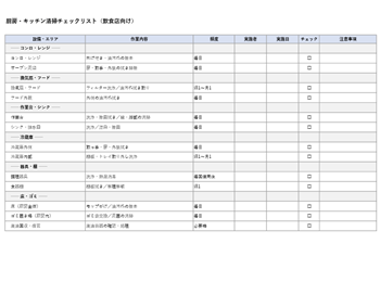 厨房・キッチン清掃チェックリストテンプレート｜Excel・PDF