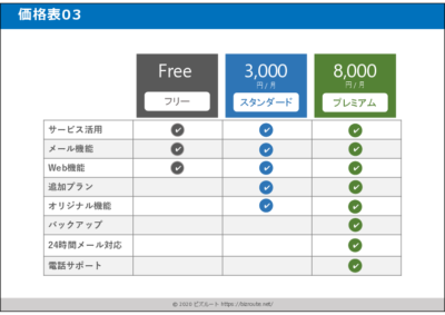 パワーポイント 料金表テンプレート サービス比較用03