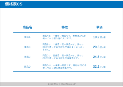 パワーポイント 料金表テンプレート プラン別デザイン05