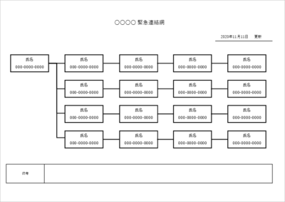 連絡網のエクセルテンプレート01 A4横シンプル