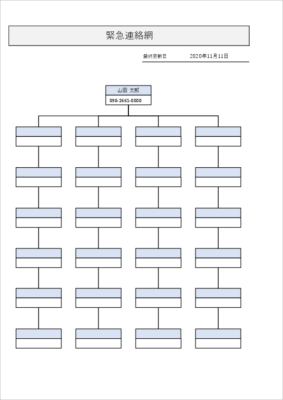 連絡網 テンプレート Excel A4縦 図形レイアウト 06 プロジェクト連絡表
