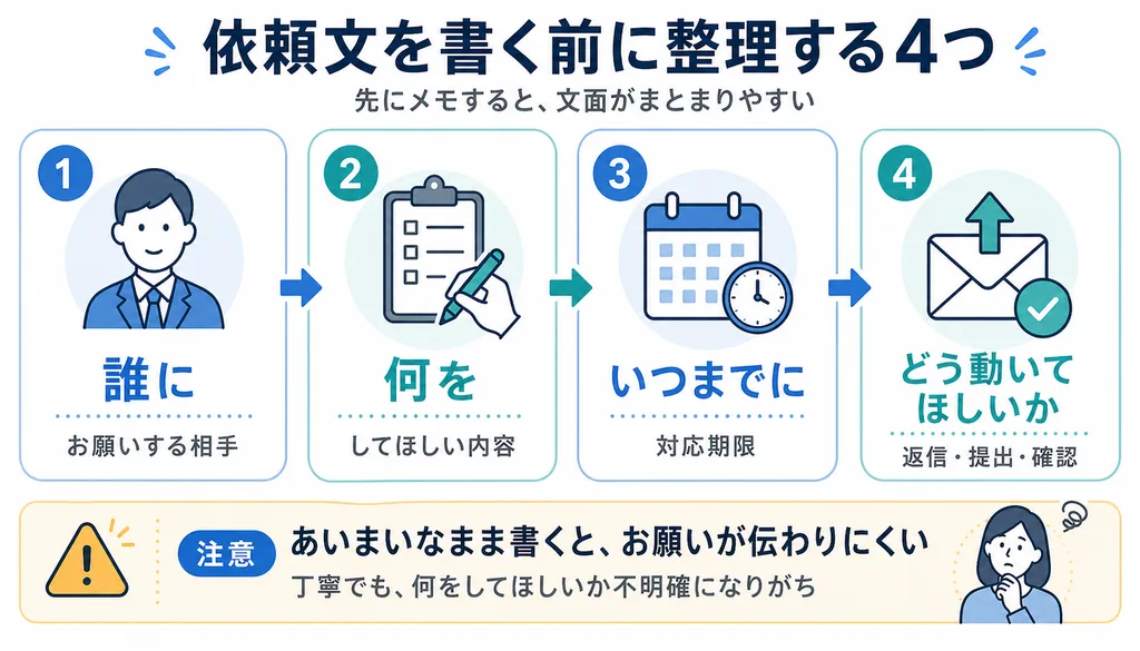 依頼文を書く前に決める4つの項目