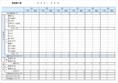 予実管理付き資金繰り表テンプレート｜エクセルで予算と実績を比較できるキャッシュフロー管理