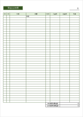 シンプルで使いやすい 現金出納帳テンプレート Excel 無料版