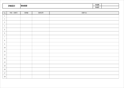 詳細設計書サンプル 更新履歴|詳細設計書 サンプル excel