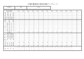 工場作業員向け賃金台帳テンプレート(Excel)|残業・休日・深夜・能率給に対応したフォーマットのプレビュー